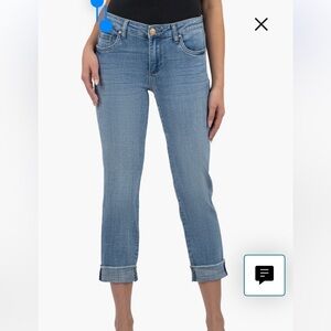 Kut from the Kloth Amy Straight Leg Cropped Cuffed Denim Jean. Sz 14